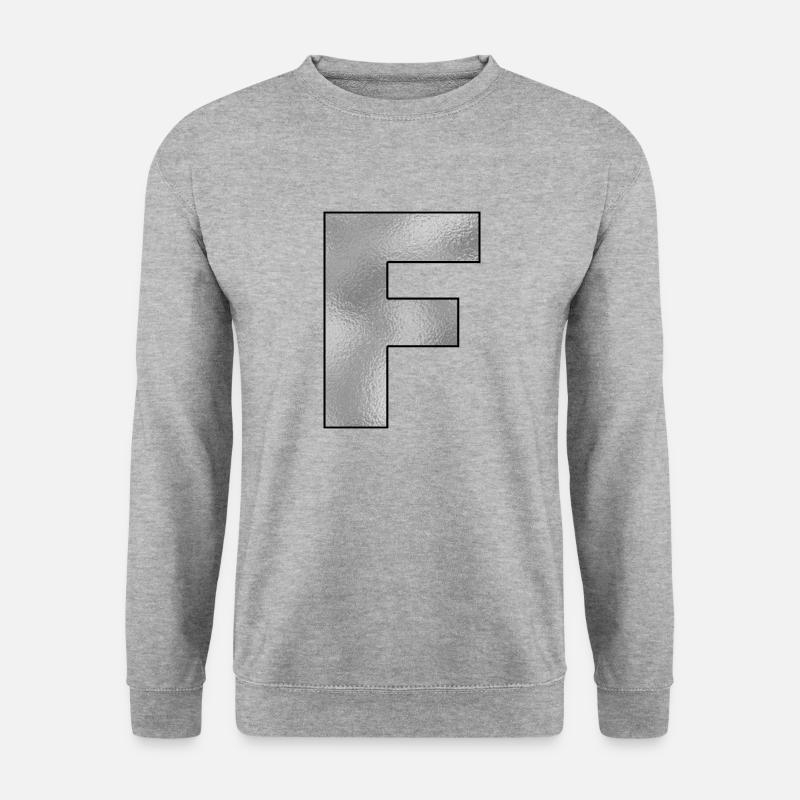 Buchstabe F Silber - Unisex Pullover - Weißgrau meliert
