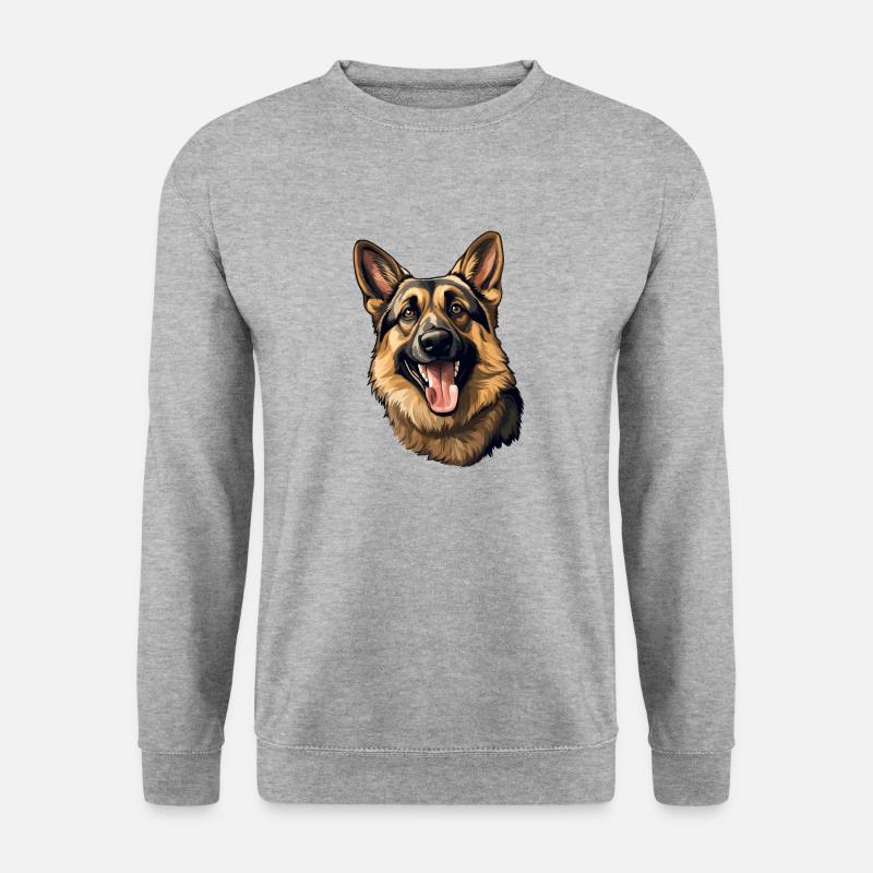Deutscher Schäferhund Kopf Motiv - Unisex Pullover - Weißgrau meliert