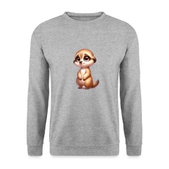 kleines süßes Erdmännchen - Unisex Pullover - Weißgrau meliert - Vorne - Alina (178cm) & Michal (187cm)