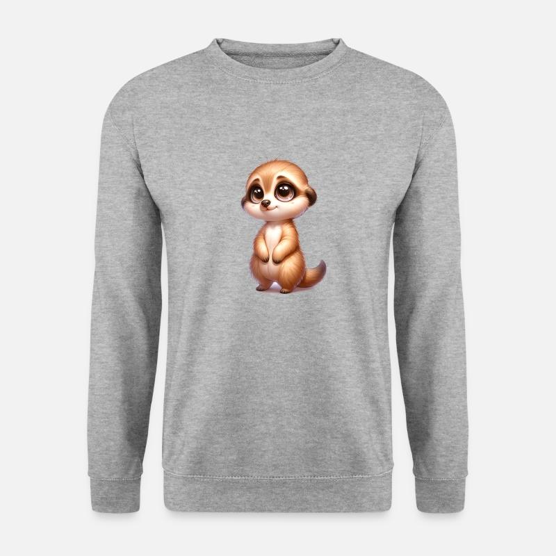 kleines süßes Erdmännchen - Unisex Pullover - Weißgrau meliert