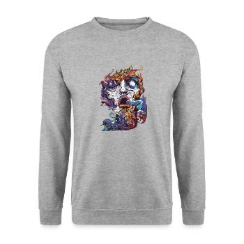 Fumer de l’herbe Cannabis Fumer du cannabis Trip Dream Joint - Sweat-shirt Unisexe - gris chiné - Devant - Alina (178cm) & Michal (187cm)