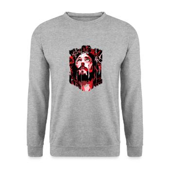 jesus bible christian religion christian cross christian - Unisex Sweatshirt - salt & pepper - Front - Alina (178cm) & Michal (187cm)