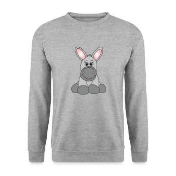 Kleiner süßer Esel - Unisex Pullover - Weißgrau meliert - Vorne - Alina (178cm) & Michal (187cm)