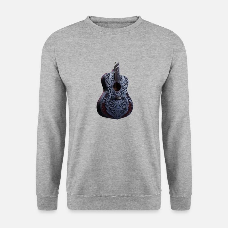 Gitarre - Unisex Pullover - Weißgrau meliert