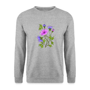 Flowers - Unisex Sweatshirt - salt & pepper - Front - Alina (178cm) & Michal (187cm)