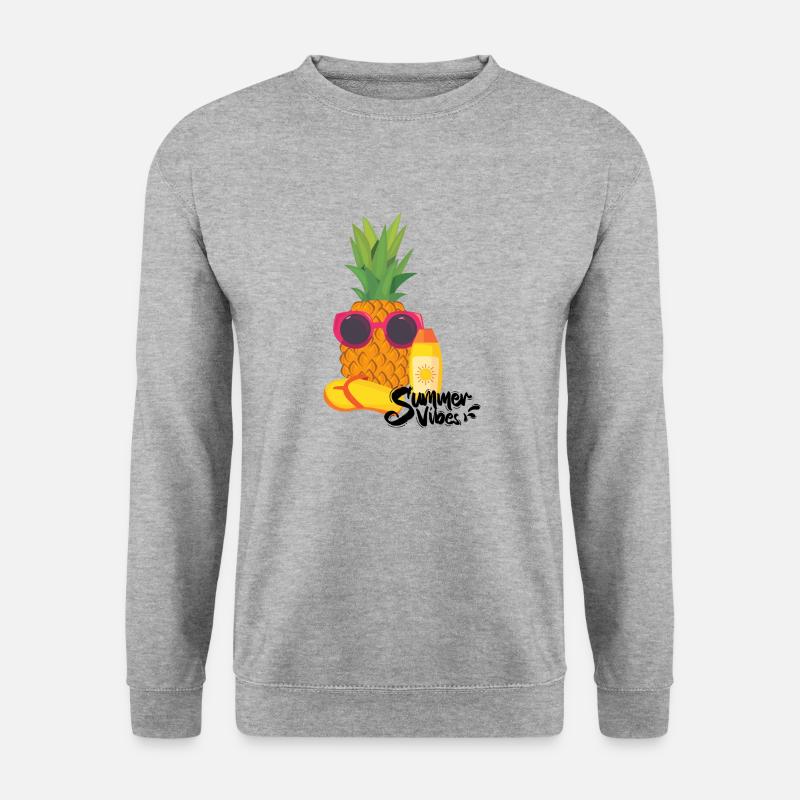 Summer Vibes Ananas - Unisex Pullover - Weißgrau meliert