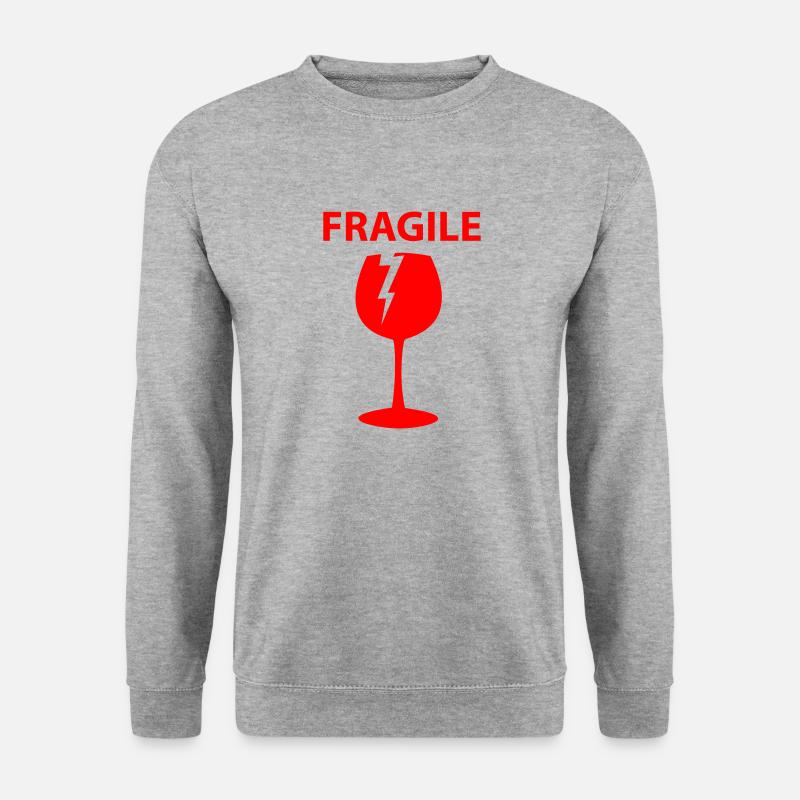 Zerbrechlich - Unisex Pullover - Weißgrau meliert