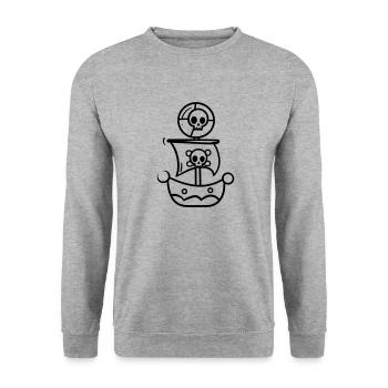 Piratenschiff - Unisex Pullover - Weißgrau meliert - Vorne - Alina (178cm) & Michal (187cm)