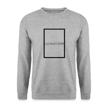 Guadeloupe, schlichter Statement Schriftzug - Unisex Pullover - Weißgrau meliert - Vorne - Alina (178cm) & Michal (187cm)