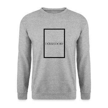 Düsseldorf, schlichter Statement Schriftzug - Unisex Pullover - Weißgrau meliert - Vorne - Alina (178cm) & Michal (187cm)