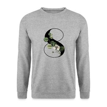 Numéro 8 floral vert -8e anniversaire floral - Sweat-shirt Unisexe - gris chiné - Devant - Alina (178cm) & Michal (187cm)