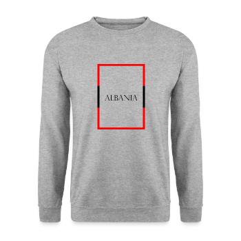 Albania Albania Statement Lettering with Flag - Unisex Sweatshirt - salt & pepper - Front - Alina (178cm) & Michal (187cm)