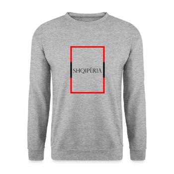 Albanien Shqipëria Statement Schriftzug mit Fahne - Unisex Pullover - Weißgrau meliert - Vorne - Alina (178cm) & Michal (187cm)