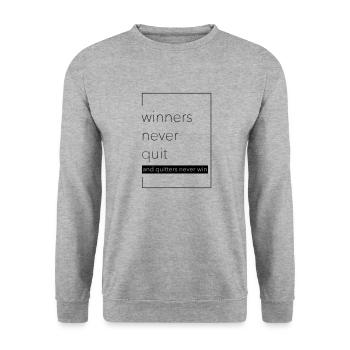winner never quit - Unisex Pullover - Weißgrau meliert - Vorne - Alina (178cm) & Michal (187cm)