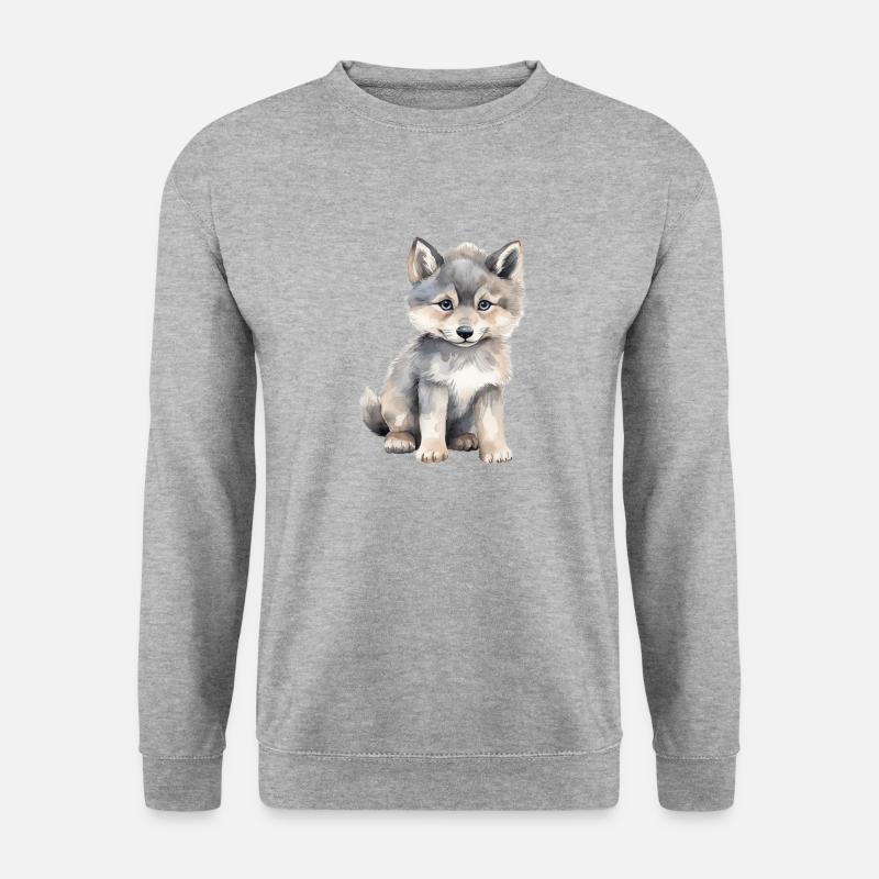 Wolfklasse Klassentier Wolf - Unisex Pullover - Weißgrau meliert