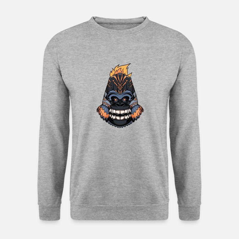 Tiki-Gorilla - Unisex Pullover - Weißgrau meliert