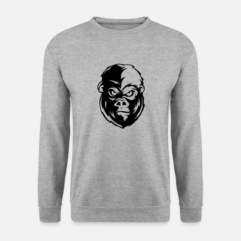 gorilla face tier - Unisex Pullover - Weißgrau meliert