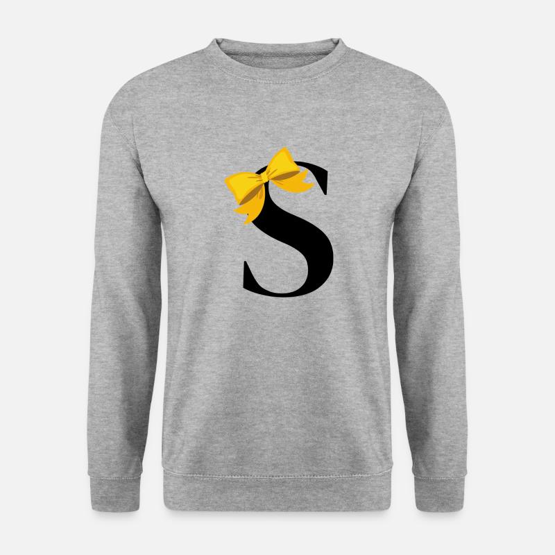Buchstabe s gelbe Schleife - Unisex Pullover - Weißgrau meliert