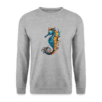 sea horse - Unisex Sweatshirt - salt & pepper - Front - Alina (178cm) & Michal (187cm)