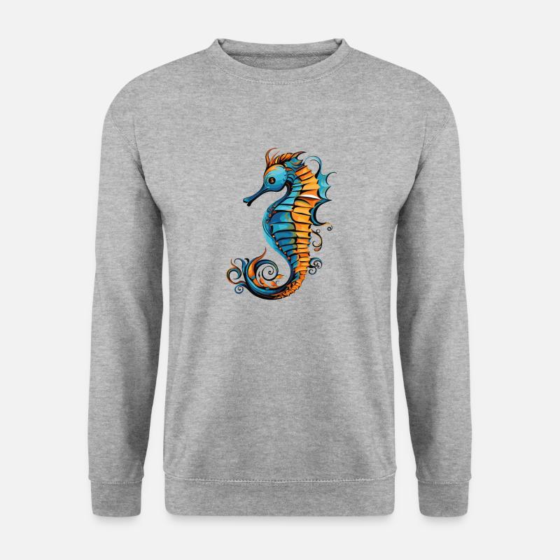 seepferdchen - Unisex Pullover - Weißgrau meliert