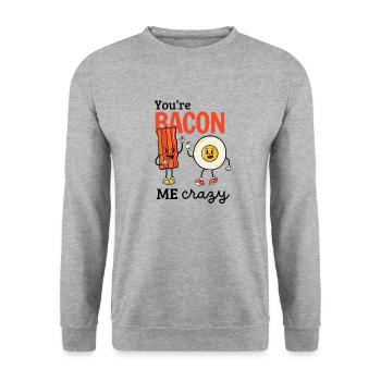 You're Bacon me Crazy - Unisex Pullover - Weißgrau meliert - Vorne - Alina (178cm) & Michal (187cm)