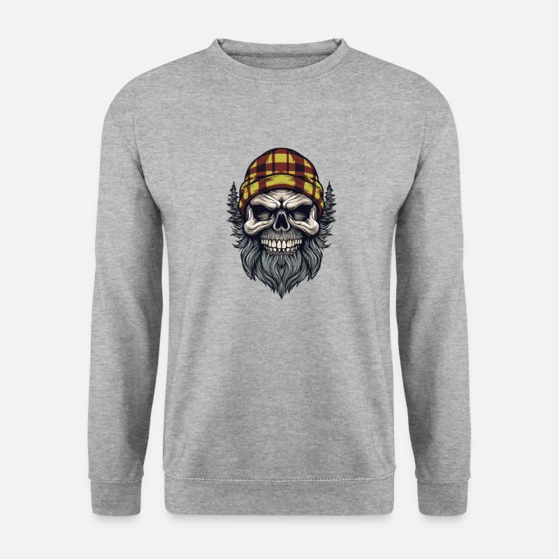Skull Holzfäller Lumberjack - Unisex Pullover - Weißgrau meliert