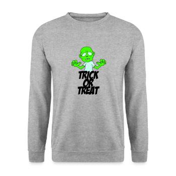 zombie trick or treat - Unisex Pullover - Weißgrau meliert - Vorne - Alina (178cm) & Michal (187cm)