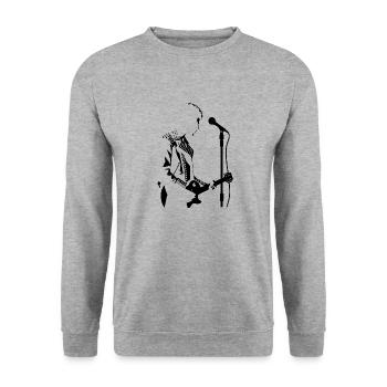 Musik: Retro, Heavy Metal, Hard Rock, Punk, Vinyl, Pop - Unisex Pullover - Weißgrau meliert - Vorne - Alina (178cm) & Michal (187cm)