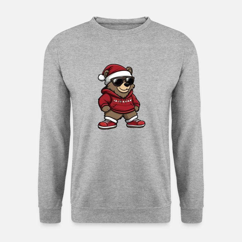 Bär Weihnachten X-Mas - Unisex Pullover - Weißgrau meliert
