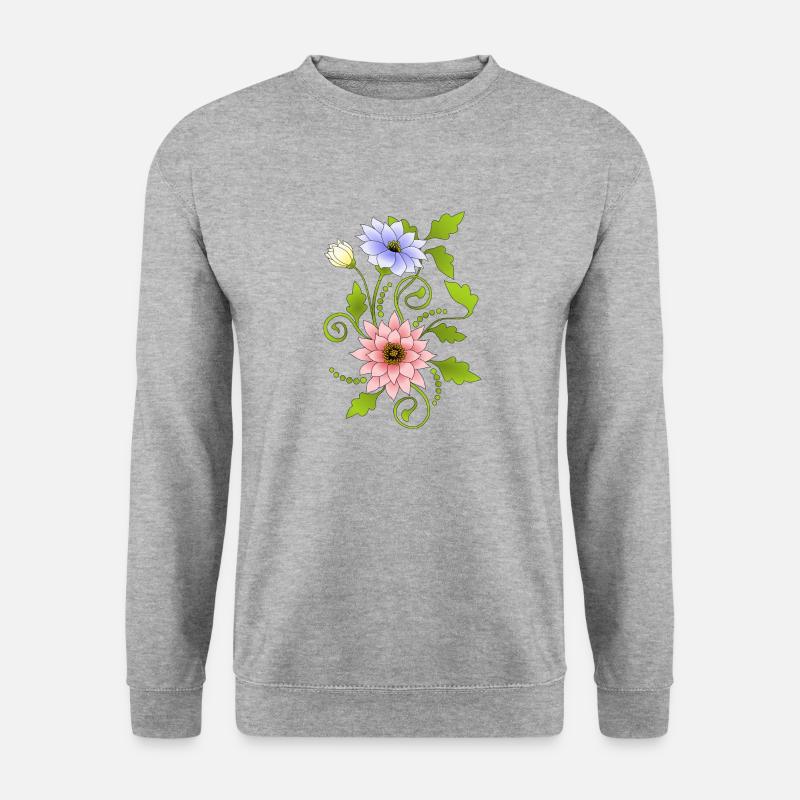 Blumen - Unisex Pullover - Weißgrau meliert