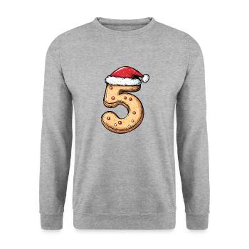 5 Number Christmas Cookie - Unisex Sweatshirt - salt & pepper - Front - Alina (178cm) & Michal (187cm)