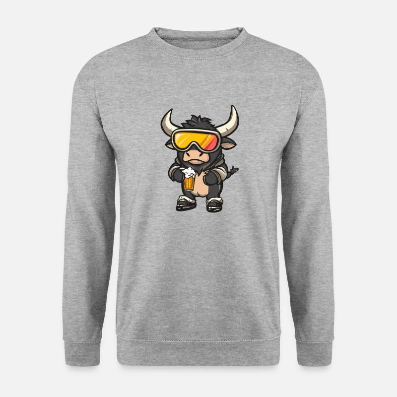 Stier Ski Bier - Unisex Pullover - Weißgrau meliert