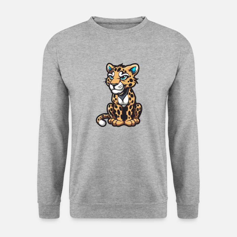 Leopard Comic - Unisex Pullover - Weißgrau meliert
