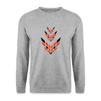 3 Füchse Abstraktes Logo Böser Blick Freunde Team - Unisex Pullover - Weißgrau meliert - Vorne - Alina (178cm) & Michal (187cm)