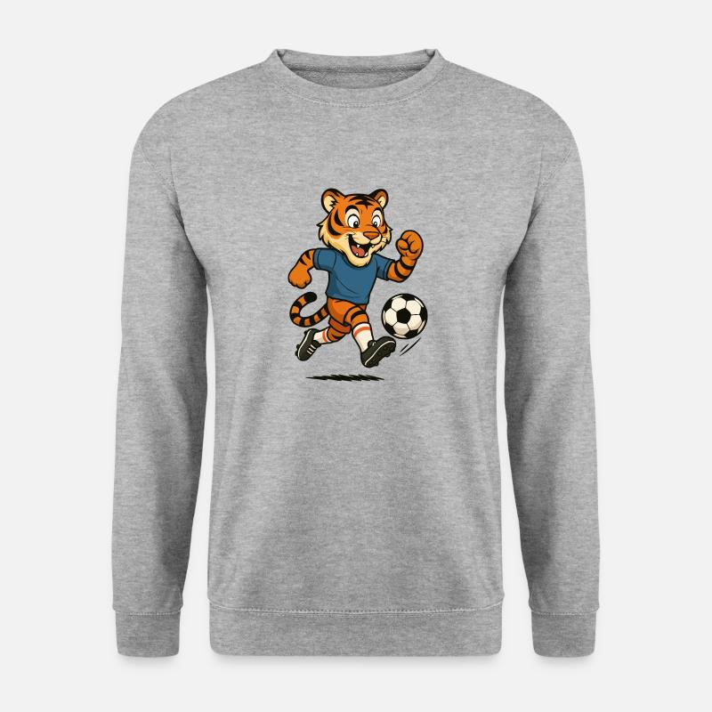 tiger comic fussball - Unisex Pullover - Weißgrau meliert