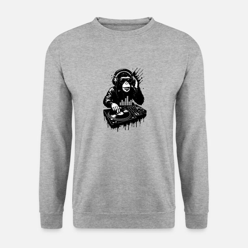 DJ Affe - Unisex Pullover - Weißgrau meliert