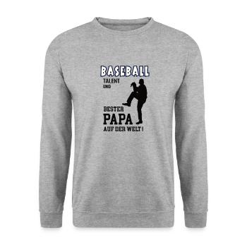 Baseball Spieler Baseballer Papa Vater Mann - Unisex Pullover - Weißgrau meliert - Vorne - Alina (178cm) & Michal (187cm)