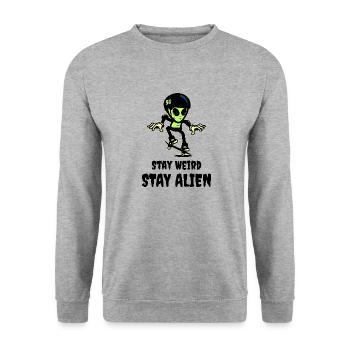 Stay Weird Stay Alien - Unisex Pullover - Weißgrau meliert - Vorne - Alina (178cm) & Michal (187cm)