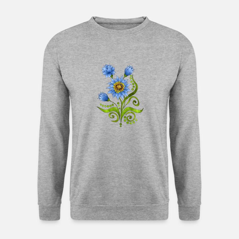 Blumen - Unisex Pullover - Weißgrau meliert