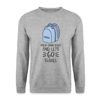TRAVEL TRAVEL BACKPACK SUITCASE HOLIDAY TOURIST MOTIF - Unisex Sweatshirt - salt & pepper - Front - Alina (178cm) & Michal (187cm)