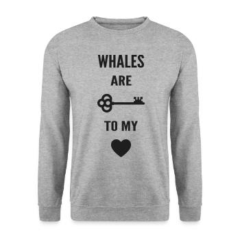 Whales are the key to my heart - Unisex Sweatshirt - salt & pepper - Front - Alina (178cm) & Michal (187cm)