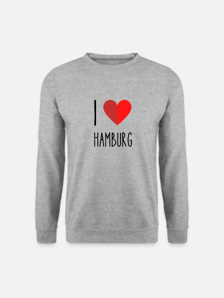 I love Hamburg - Unisex Pullover - Weißgrau meliert