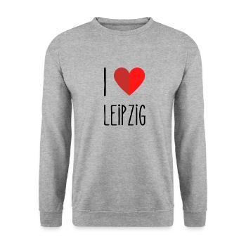 I love Leibzig - Unisex Pullover - Weißgrau meliert - Vorne - Alina (178cm) & Michal (187cm)