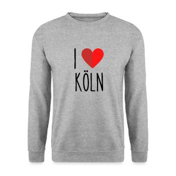 I love Köln - Unisex Pullover - Weißgrau meliert - Vorne - Alina (178cm) & Michal (187cm)