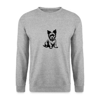 Yorkshire Terrier Hund - Unisex Pullover - Weißgrau meliert - Vorne - Alina (178cm) & Michal (187cm)