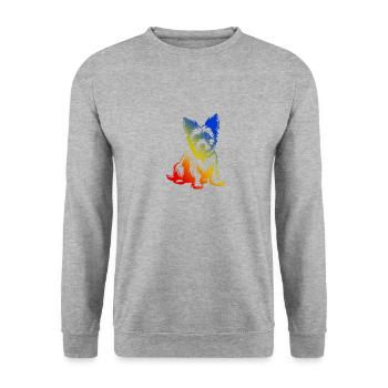Yorkshire Terrier Hund Bunt - Unisex Pullover - Weißgrau meliert - Vorne - Alina (178cm) & Michal (187cm)