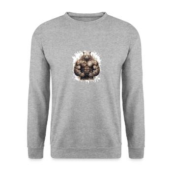 Musculation des muscles de l’ours grizzly - Sweat-shirt Unisexe - gris chiné - Devant - Alina (178cm) & Michal (187cm)