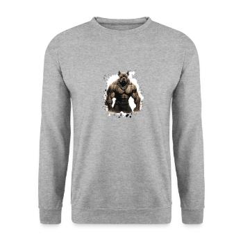 Hund Pit Muskeln Bodybuilding Beast - Unisex Pullover - Weißgrau meliert - Vorne - Alina (178cm) & Michal (187cm)