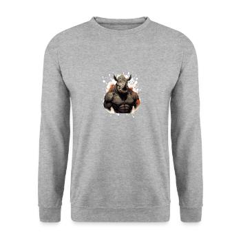 Rhino Muscles Bodybuilding Beast - Sweat-shirt Unisexe - gris chiné - Devant - Alina (178cm) & Michal (187cm)