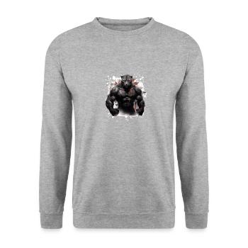 Muscle léopard Bodybuilding Beast - Sweat-shirt Unisexe - gris chiné - Devant - Alina (178cm) & Michal (187cm)